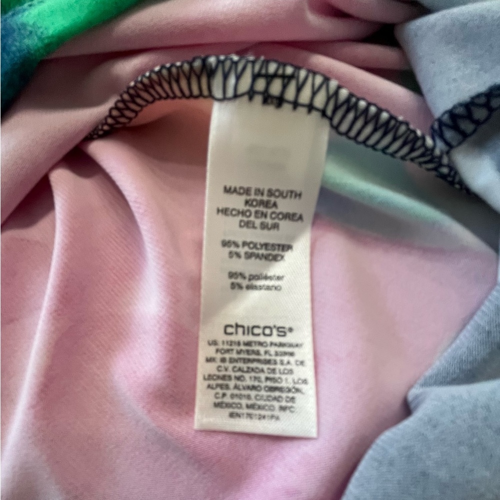 Chico's Bold Floral V-Neck Maxi Dress in Pink, Green & Blue - Picture 9 of 12